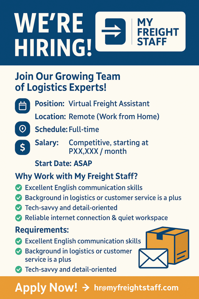 WE’RE HIRING! | MY FREIGHT STAFF