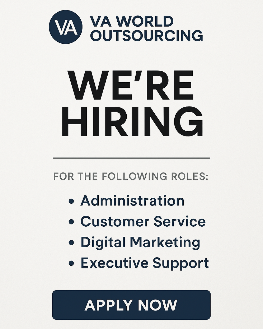 WE’RE HIRING! |VA World Outsourcing