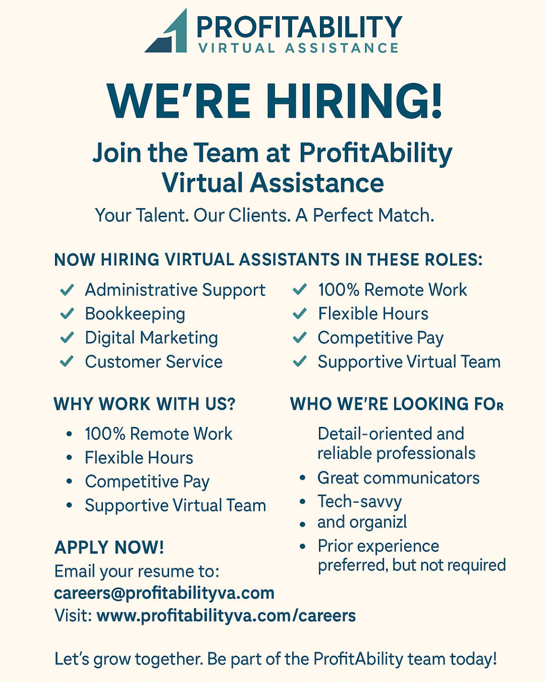 WE’RE HIRING! | ProfitAbility Virtual Assistance
