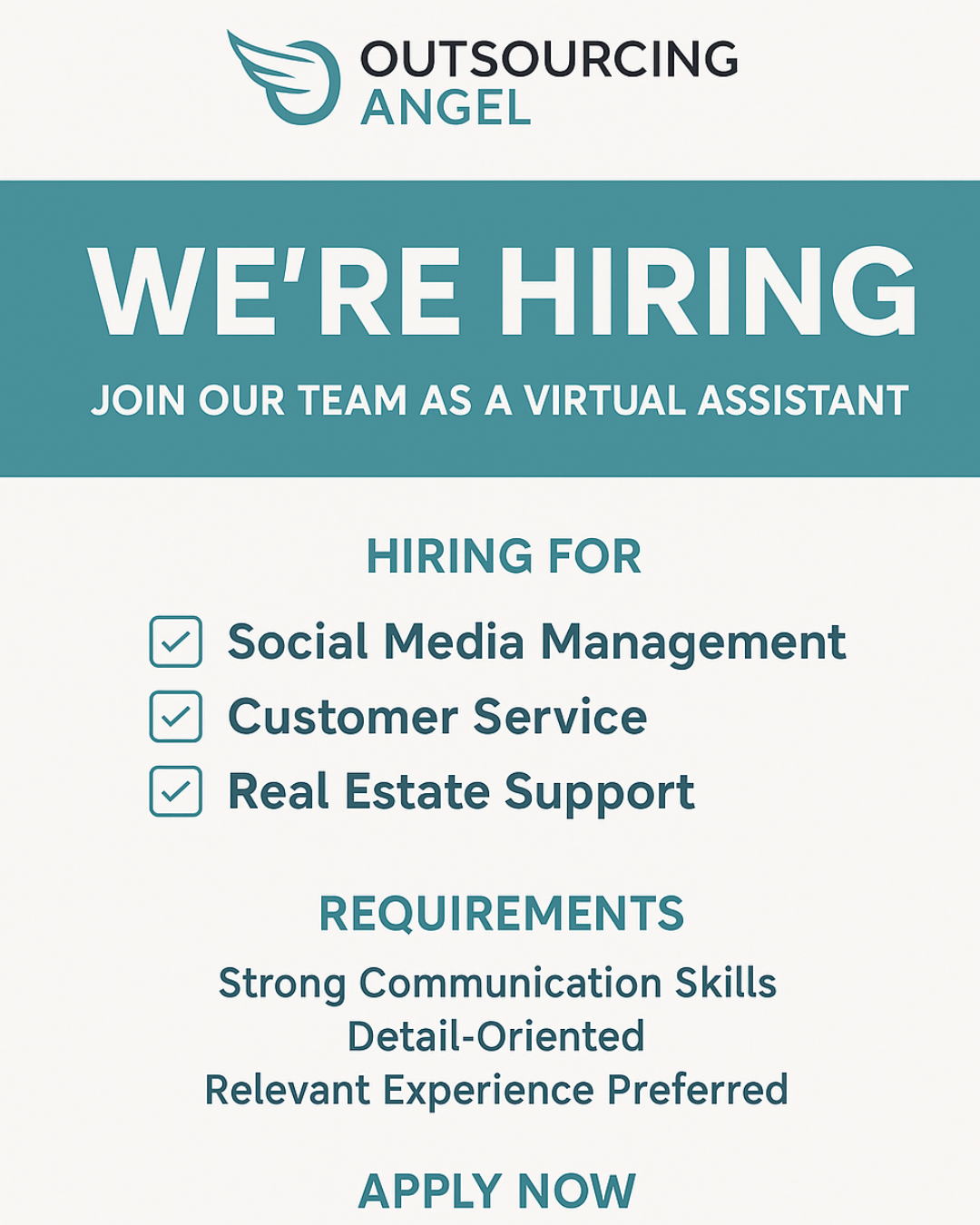 WE’RE HIRING! |Outsourcing Angel