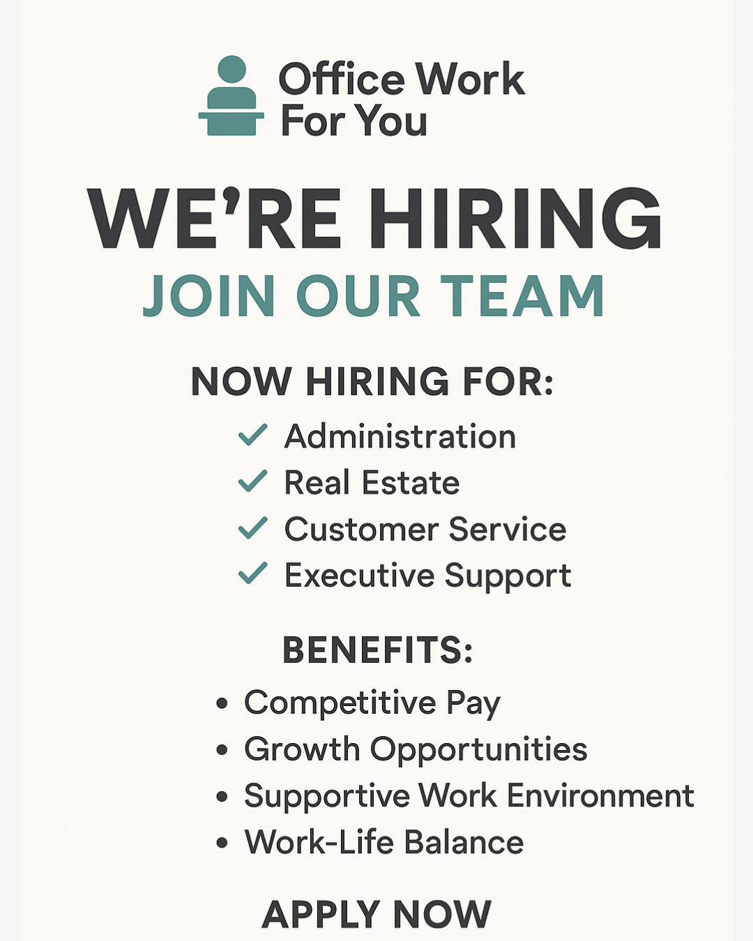 WE’RE HIRING! |Office Work For You