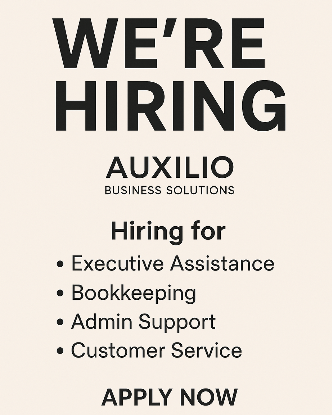 WE’RE HIRING! |Auxilio Business Solutions