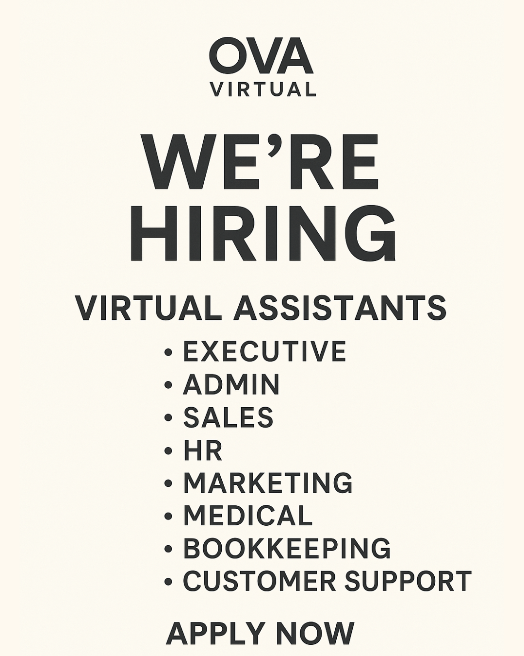 WE’RE HIRING! | OVA Virtual