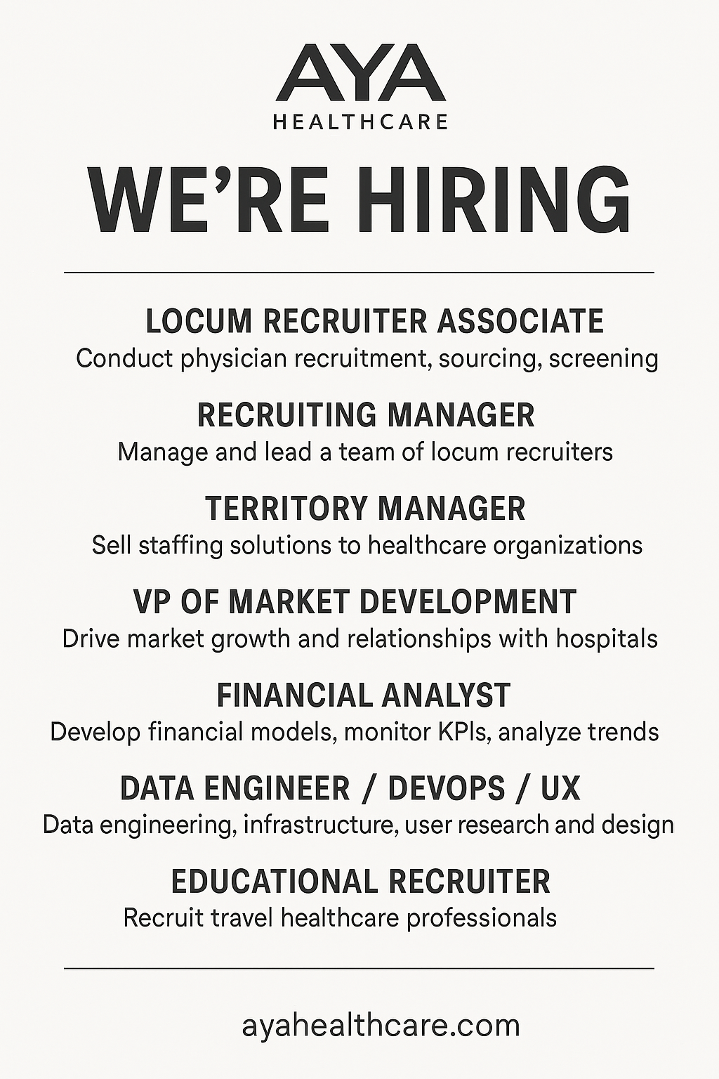US JOBS HIRING COMPANY REMOTELY- AYA HEALTH