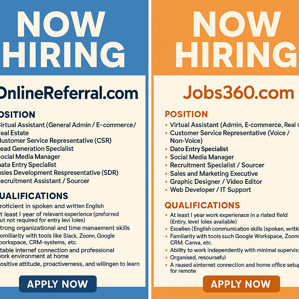 WORK FROM HOME-ONLINE REFERRAL- JOBS360- 2025
