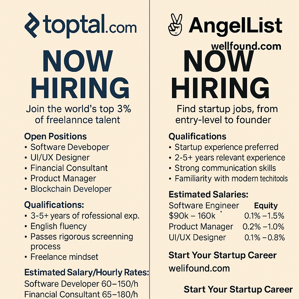 Careers via Toptal & angel list