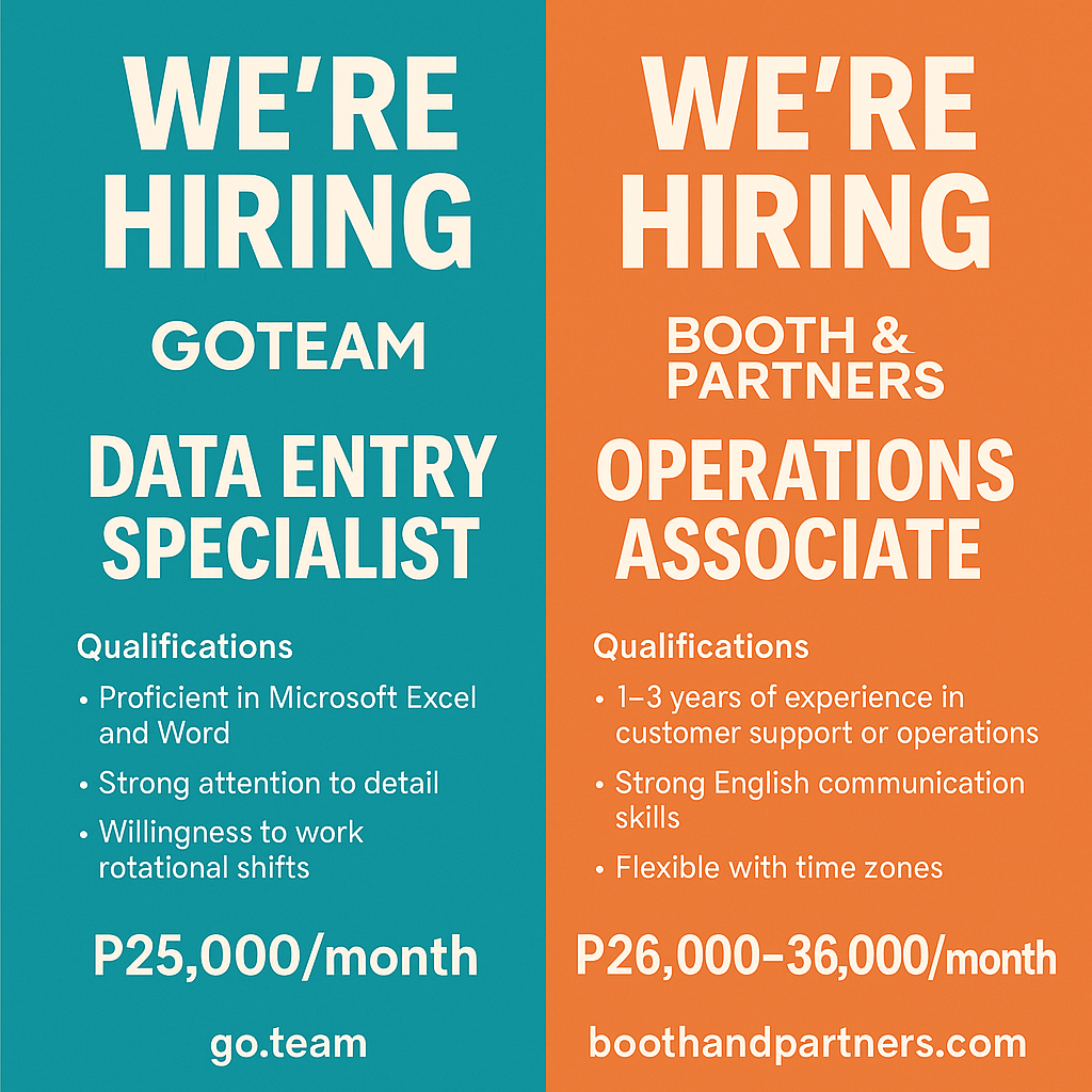 We are hiring- GoTeam & Booth and Partners Careers