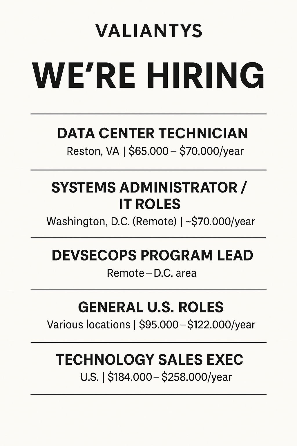 US JOBS HIRING COMPANY REMOTELY- VALIANTYS