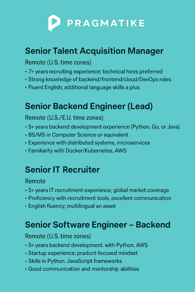US JOBS HIRING COMPANY REMOTELY-PRAGMATIKE
